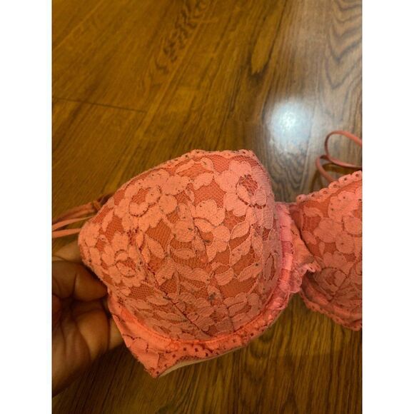 Victoria's Secret PINK, women's coral lace push up bra size 34C - Picture 2 of 4